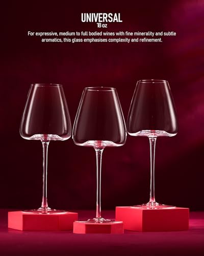 iridisenti Hand-Blown 18OZ Crystal Wine Glasses Set of 4, Lead-Free Crystal Glasses with Unique Bottom Design for Red, White Wine, 530ml - My Kitchen Products