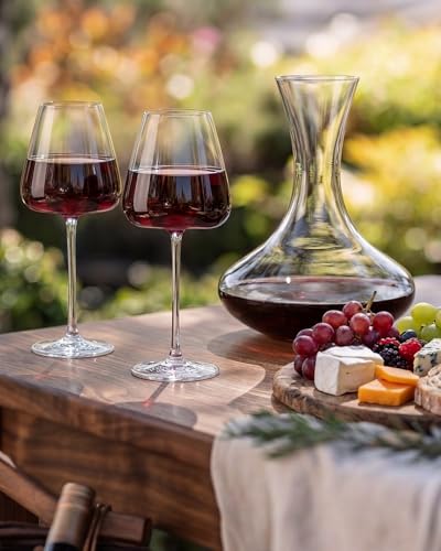 iridisenti Hand-Blown 18OZ Crystal Wine Glasses Set of 4, Lead-Free Crystal Glasses with Unique Bottom Design for Red, White Wine, 530ml - My Kitchen Products