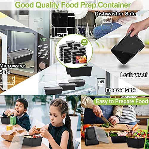 IUMÉ 50-Pack Meal Prep Containers, 26 OZ Microwavable Reusable Food Containers with Lids for Food Prepping, Disposable Lunch Boxes, Plastic Food Boxes- Stackable, Freezer Dishwasher Healthy - My Kitchen Products