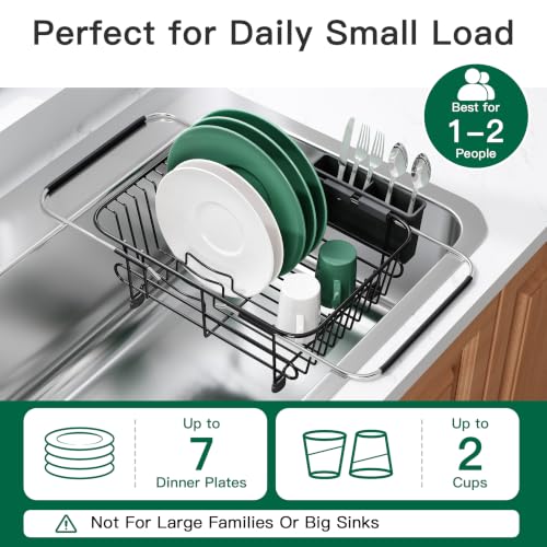 JASIWAY Black Dish Drying Rack in Sink with Utensil Holder, RV, Apartment - My Kitchen Products