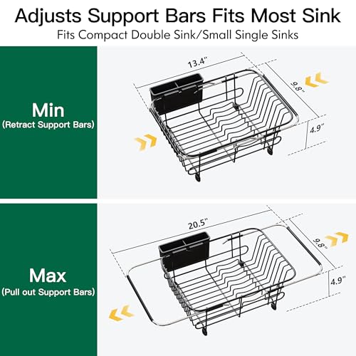 JASIWAY Black Dish Drying Rack in Sink with Utensil Holder, RV, Apartment - My Kitchen Products