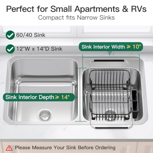 JASIWAY Black Dish Drying Rack in Sink with Utensil Holder, RV, Apartment - My Kitchen Products