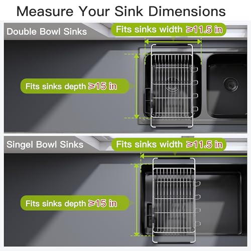 JASIWAY Dish Drying Rack in Sink, Expandable Stainless Steel Dish Drainers for Kitchen Counter, Dish Dryer Rack for Inside Sink, Over The Sink Dish Racks with Utensil Holder, Silver - My Kitchen Products