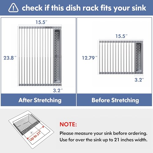 JASIWAY Roll Up Dish Drying Rack for Kitchen Sink with Utensil Holder - My Kitchen Products