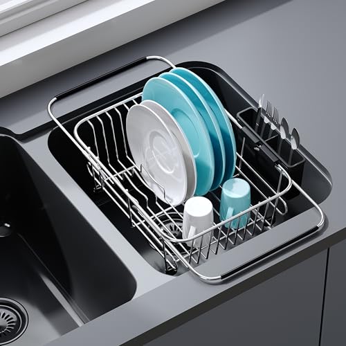 JASIWAY Sink Small Dish Drying Rack with Utensil Holder, for RV, Apartment - My Kitchen Products