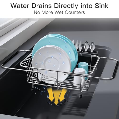 JASIWAY Sink Small Dish Drying Rack with Utensil Holder, for RV, Apartment - My Kitchen Products
