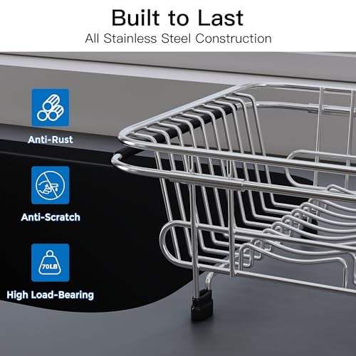 JASIWAY Sink Small Dish Drying Rack with Utensil Holder, for RV, Apartment - My Kitchen Products