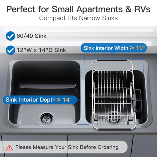 JASIWAY Sink Small Dish Drying Rack with Utensil Holder, for RV, Apartment - My Kitchen Products