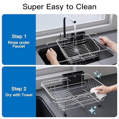 JASIWAY Sink Small Dish Drying Rack with Utensil Holder, for RV, Apartment - My Kitchen Products