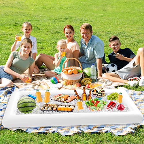 Jasonwell Inflatable Serving Bars Ice Buffet Salad Serving Trays Food Drink Holder Cooler Containers Indoor Outdoor BBQ Picnic Pool Party Supplies Luau Cooler w Drain Plug - My Kitchen Products