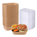 JAYEEY 22OZ Disposable Kraft paper bowls with lids, Rectangle Food containers Soup Bowls Party Supplies Treat Bowls 50 PACK - My Kitchen Products