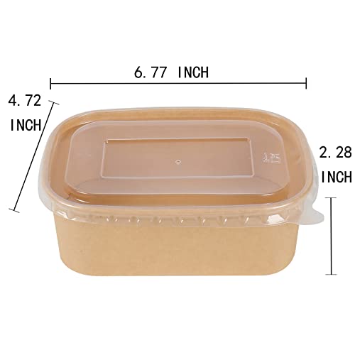 JAYEEY 25 oz Disposable Kraft paper bowls with lids, Rectangle Food containers Soup Bowls Party Supplies Treat Bowls 50 Pack - My Kitchen Products