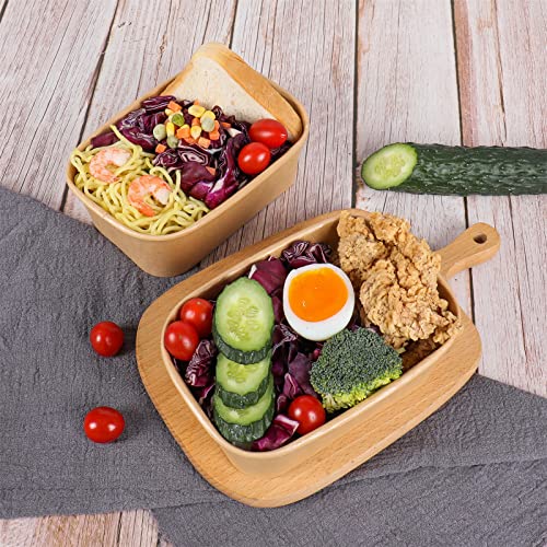 JAYEEY 25 oz Disposable Kraft paper bowls with lids, Rectangle Food containers Soup Bowls Party Supplies Treat Bowls 50 Pack - My Kitchen Products