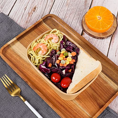 JAYEEY 25 oz Disposable Kraft paper bowls with lids, Rectangle Food containers Soup Bowls Party Supplies Treat Bowls 50 Pack - My Kitchen Products