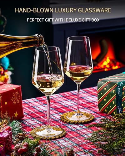 JBHO 17 oz Lead-Free Wine Glasses Set of 6, Hand Blown Durable Crystal Wine Glasses for Daily Use and Hosting Guests, Thin Rim for Serving Red and White Wine, Gift packing for any occasion - My Kitchen Products
