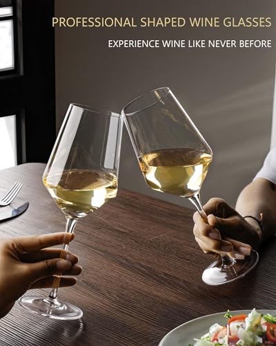 JBHO 17 oz Lead-Free Wine Glasses Set of 6, Hand Blown Durable Crystal Wine Glasses for Daily Use and Hosting Guests, Thin Rim for Serving Red and White Wine, Gift packing for any occasion - My Kitchen Products