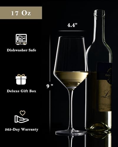 JBHO 17 oz Lead-Free Wine Glasses Set of 6, Hand Blown Durable Crystal Wine Glasses for Daily Use and Hosting Guests, Thin Rim for Serving Red and White Wine, Gift packing for any occasion - My Kitchen Products