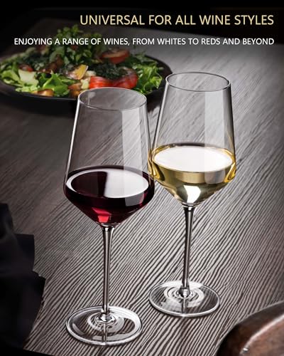 JBHO 17 oz Lead-Free Wine Glasses Set of 6, Hand Blown Durable Crystal Wine Glasses for Daily Use and Hosting Guests, Thin Rim for Serving Red and White Wine, Gift packing for any occasion - My Kitchen Products