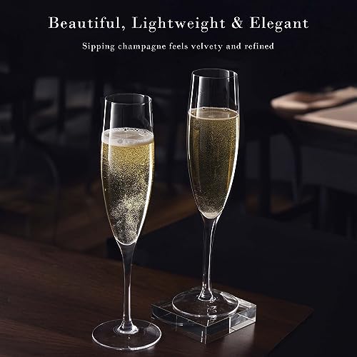 JBHO Champagne Glasses-Elegant Flutes-Gift-Box-Hand Blown Champagne Flutes Glass-100% Lead-Free Premium Crystal - Gift Idea for Wedding, Anniversary, Christmas,New Year-Set of 4-8oz, Clear - My Kitchen Products