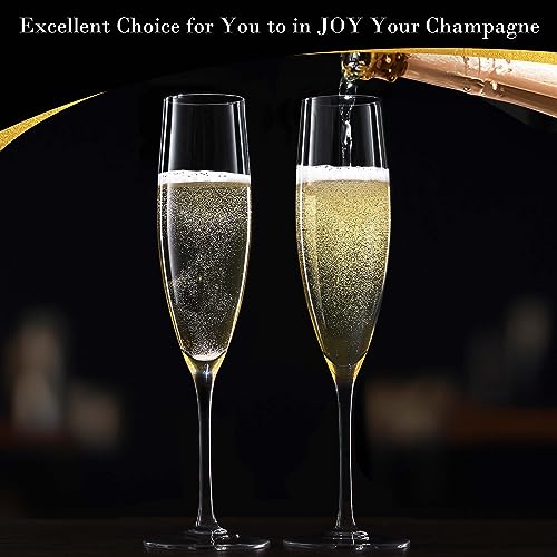 JBHO Champagne Glasses-Elegant Flutes-Gift-Box-Hand Blown Champagne Flutes Glass-100% Lead-Free Premium Crystal - Gift Idea for Wedding, Anniversary, Christmas,New Year-Set of 4-8oz, Clear - My Kitchen Products