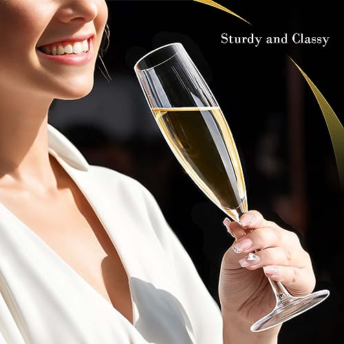 JBHO Champagne Glasses-Elegant Flutes-Gift-Box-Hand Blown Champagne Flutes Glass-100% Lead-Free Premium Crystal - Gift Idea for Wedding, Anniversary, Christmas,New Year-Set of 4-8oz, Clear - My Kitchen Products