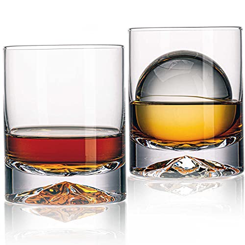 JBHO Hand Blown Crystal Double Old Fashioned Cocktail, Solid Whiskey Glasses, Rocks Glasses, Lowball Glasses, 12