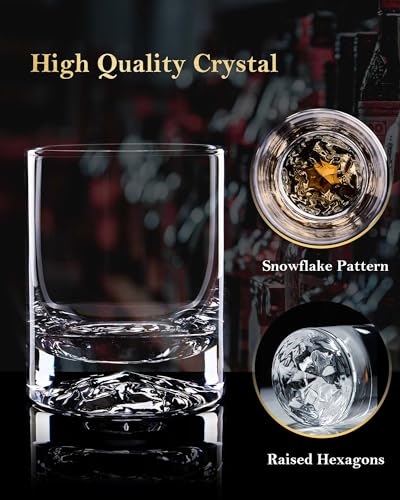 JBHO Hand Blown Crystal Double Old Fashioned Cocktail, Solid Whiskey Glasses, Rocks Glasses, Lowball Glasses - 12 Ounce - set of 2 - Perfect Size for Oversized Ice Cubes - My Kitchen Products