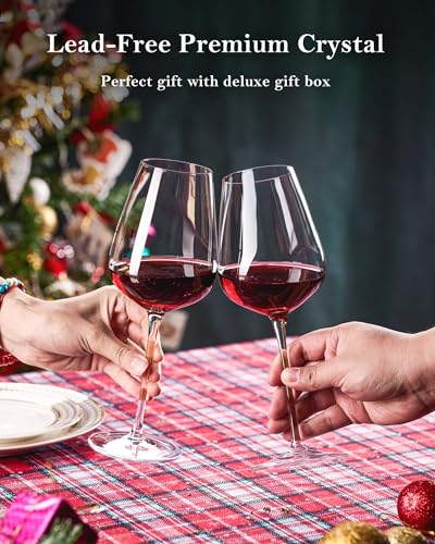JBHO Hand Blown Italian Style Crystal Bordeaux Wine Glasses - Great Gift Packaging - Red Wine Glasses Lead-Free Premium Crystal Clear Glass - Set of 4-18 Ounce - My Kitchen Products