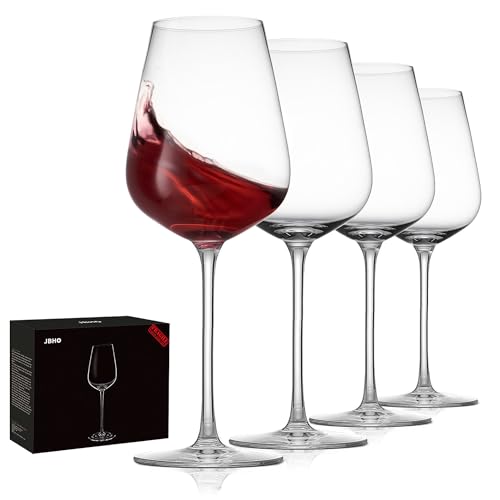 JBHO Hand Blown Italian Style Crystal Bordeaux Wine Glasses, Great Gift