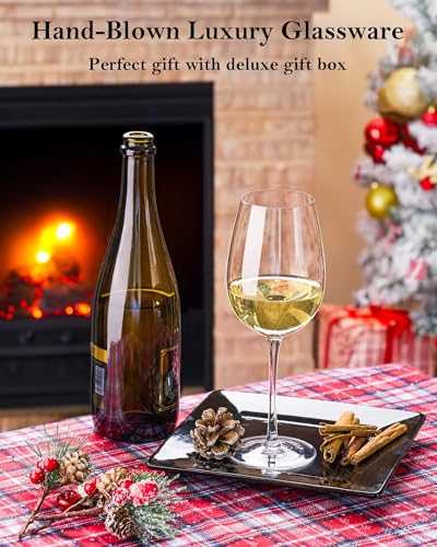 JBHO Hand Blown Italian Style Crystal White or Red Wine Glasses - Gift Packaging for Any Occasion - Lead-Free Premium Crystal Clear Glass - Set of 4-18 Ounce - My Kitchen Products
