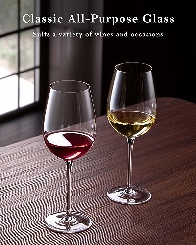 JBHO Hand Blown Italian Style Crystal White or Red Wine Glasses - Gift Packaging for Any Occasion - Lead-Free Premium Crystal Clear Glass - Set of 4-18 Ounce - My Kitchen Products