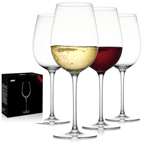 JBHO Hand Blown Italian Style Crystal White or Red Wine Glasses, Gift Packaging for Any