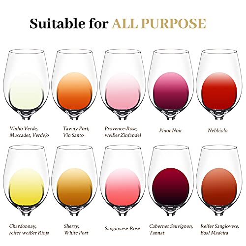 JBHO Hand Blown Italian Style Crystal White or Red Wine Glasses - Gift Packaging for Any Occasion - Lead-Free Premium Crystal Clear Glass - Set of 4-18 Ounce - My Kitchen Products