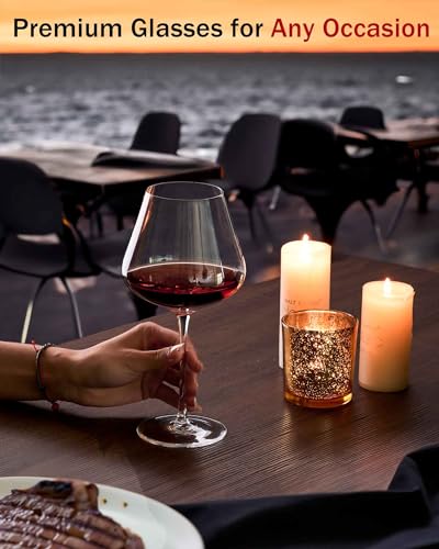 JBHO Set of 4-21 Ounce Hand Blown Italian Style Crystal Burgundy Wine Glasses - Lead-Free Premium Crystal Clear Glass - Gift-Box for any Occasion - My Kitchen Products
