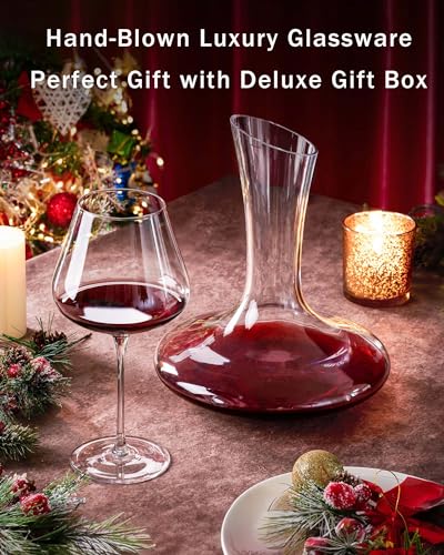 JBHO Set of 4-21 Ounce Hand Blown Italian Style Crystal Burgundy Wine Glasses - Lead-Free Premium Crystal Clear Glass - Gift-Box for any Occasion - My Kitchen Products