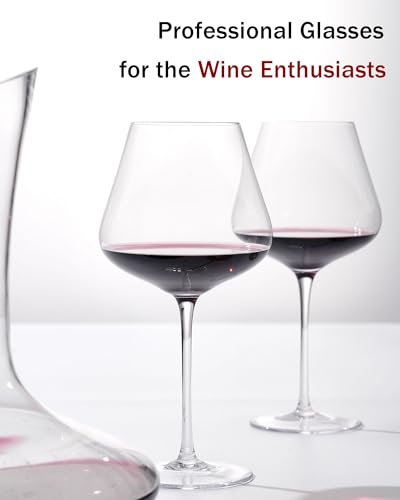 JBHO Set of 4-21 Ounce Hand Blown Italian Style Crystal Burgundy Wine Glasses - Lead-Free Premium Crystal Clear Glass - Gift-Box for any Occasion - My Kitchen Products