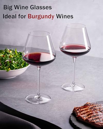 JBHO Set of 4-21 Ounce Hand Blown Italian Style Crystal Burgundy Wine Glasses - Lead-Free Premium Crystal Clear Glass - Gift-Box for any Occasion - My Kitchen Products