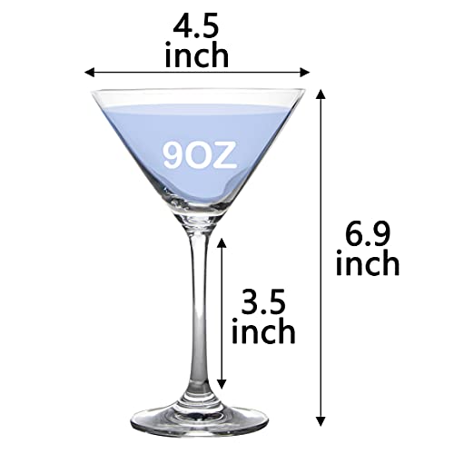 JEKOSEN Crystal Martini Cocktail Glasses 9 Ounce Set of 4 With Premium Gift Box Premium Strong Lead-Free Clear for Bar Martini - My Kitchen Products