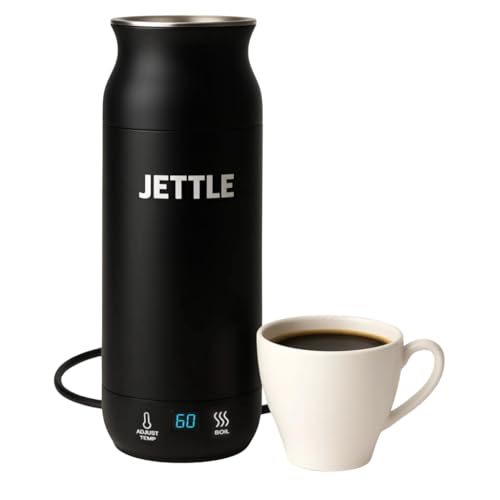 Jettle Electric Kettle - Travel Portable Heater for Coffee Tea Milk Soup - Stainless Steel Travel Water Boiler tea pot with Temperature Control - LED - Automatic Power Off - 450ml - Kitchen Appliance - My Kitchen Products