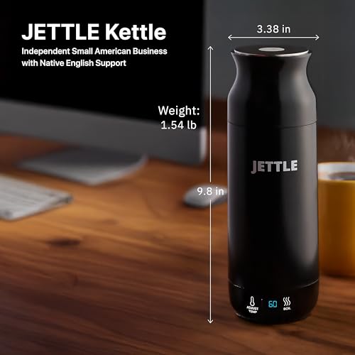 Jettle Electric Kettle - Travel Portable Heater for Coffee Tea Milk Soup - Stainless Steel Travel Water Boiler tea pot with Temperature Control - LED - Automatic Power Off - 450ml - Kitchen Appliance - My Kitchen Products
