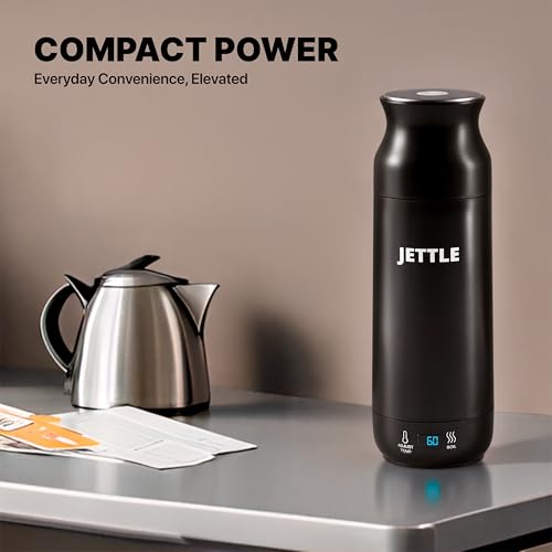 Jettle Electric Kettle - Travel Portable Heater for Coffee Tea Milk Soup - Stainless Steel Travel Water Boiler tea pot with Temperature Control - LED - Automatic Power Off - 450ml - Kitchen Appliance - My Kitchen Products