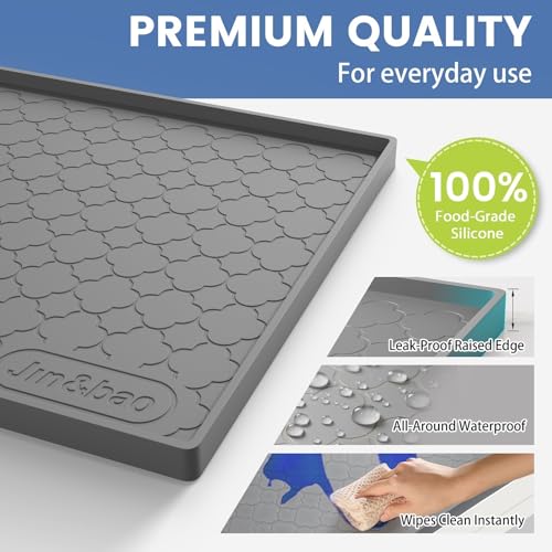 Jin&Bao Waterproof Under Sink Mat 34" x 22", Thick Silicone Mat Cabinet Protector for Kitchen and Bathroom, Shelf Liner, Home Organizer and Storage, Multipurpose Tray for Gadgets and Essentials - My Kitchen Products