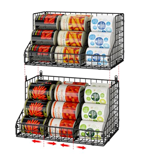 JKsmart 2 Pack Stackable Can Rack Organizer for Pantry Storage,Can Dispensers with 4 Adjustable
