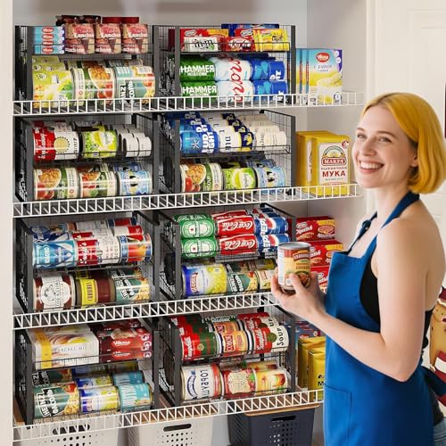 JKsmart 2-Tier Stackable Can Rack Organizer for Pantry, Adjustable Can Dispenser Holds Up to 60 Cans, Can Storage Holder for Various Ounces of Canned Food Soda Drinks, Black, 2 Pack - My Kitchen Products