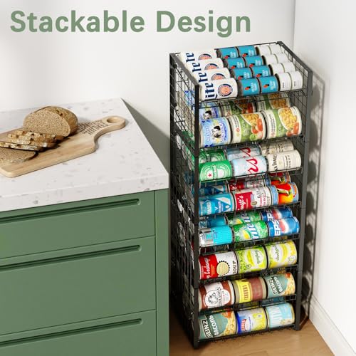 JKsmart 2-Tier Stackable Can Rack Organizer for Pantry, Adjustable Can Dispenser Holds Up to 60 Cans, Can Storage Holder for Various Ounces of Canned Food Soda Drinks, Black, 2 Pack - My Kitchen Products