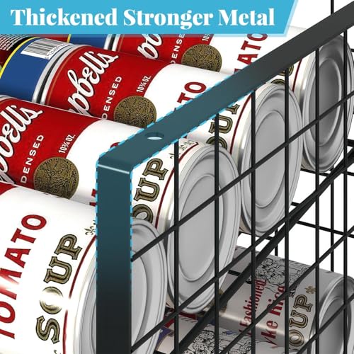 JKsmart 2-Tier Stackable Can Rack Organizer for Pantry Shelf, Extra-Long Can Holder for Kitchen Organization,Heavy Duty Can Dispenser for Canned Food Soup Goods up to 54 in Cabinet Storage, Black - My Kitchen Products
