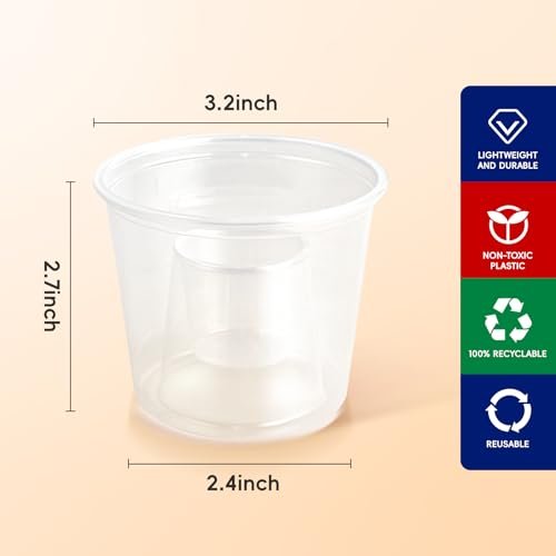 JOLLY CHEF 100 Disposable Bomber Cups,4oz Clear Plastic Bomber Shot Glasses Highly Durable and Reusable Perfect for Shots for Wedding, Valentine's Day - My Kitchen Products