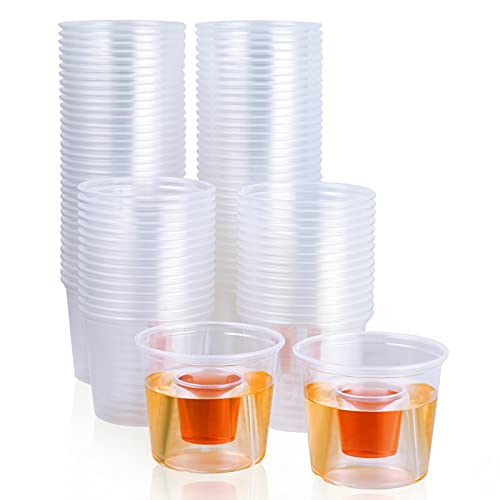 JOLLY CHEF 100 Disposable Bomber Cups,4oz Clear Plastic Bomber Shot Glasses Highly Durable and Reusable Perfect for Shots