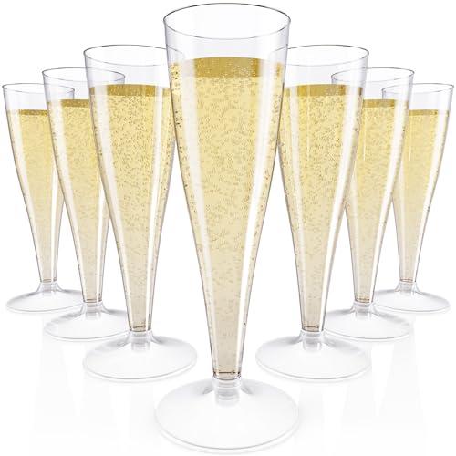 JOLLY CHEF 100 Pack Plastic Champagne Flutes Disposable 4.5 oz Clear Plastic Champagne Glasses Suitable for Wedding