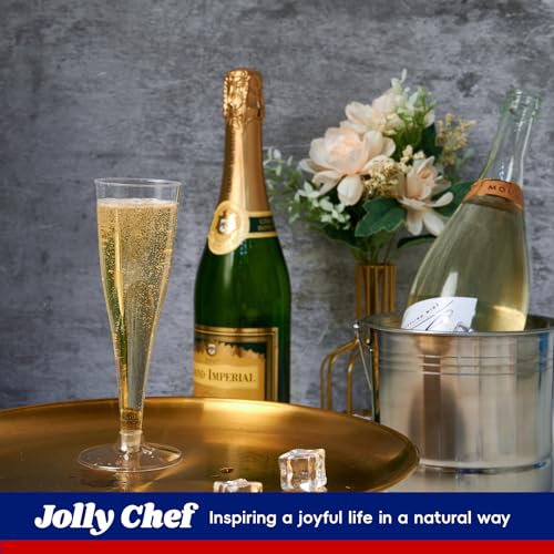 JOLLY CHEF 100 Pack Plastic Champagne Flutes Disposable 4.5 oz Clear Plastic Champagne Glasses Suitable for Wedding, Thanksgiving Day, Christmas - My Kitchen Products